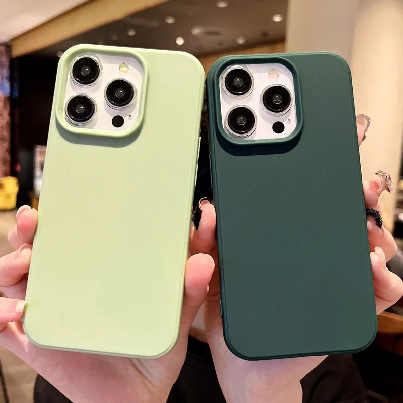 Fashion Candy Colors Soft Phone Case for IPhone 11 12 14 13 15 Pro Max 14Plus Camera Bumper Shock Protection Matte Cover Coque