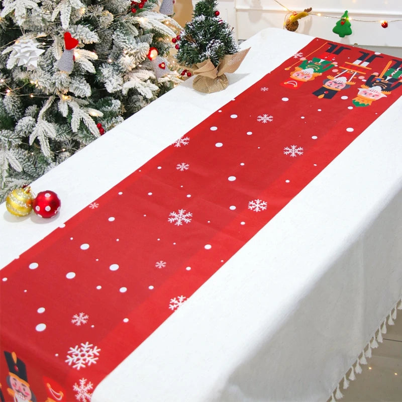 Christmas Table Runner Merry Christmas Decoration for Home Xmas Party Decor 2024 Navidad Notal Noel Ornament Happy New Year 2025