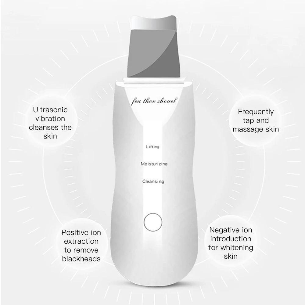 Ultrasonic Skin Scrubber Peeling Blackhead Remover Deep Face Cleaning Skin Scrubber Acne Pore Cleaner Facial Shovel Cleanser