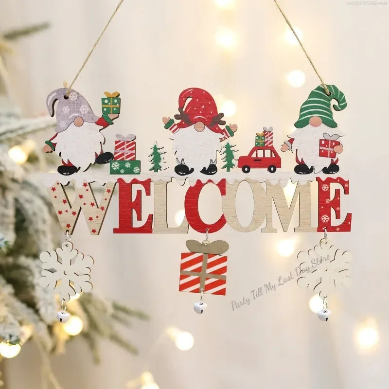 Christmas Decorative Door Hanger Wooden Pendant Christmas Gift Christmas Home Decoration New Year Naviidad Door Pendants