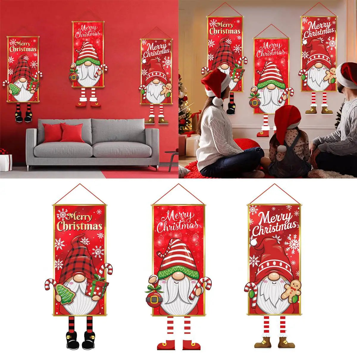 Christmas Hanging Flag Porch Door Banner Christmas Decorations For Home 2024 Ornaments Xmas Gifts Navidad  New Year Decor 2025