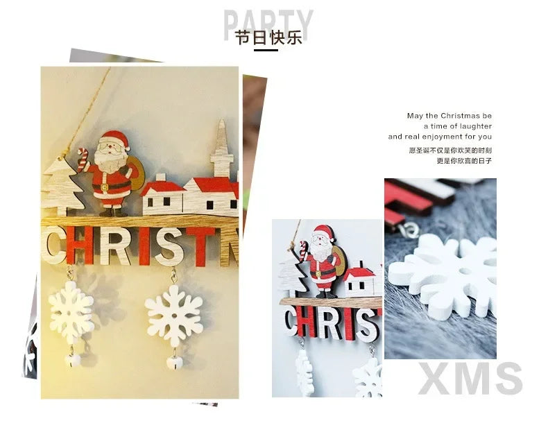 Christmas Decorative Door Hanger Wooden Pendant Christmas Gift Christmas Home Decoration New Year Naviidad Door Pendants