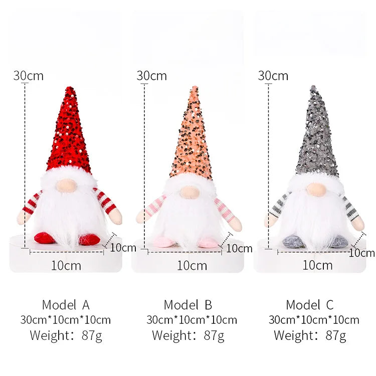 2024 Christmas Doll Sled Elf Ski Gnome with Led Light Christmas Decorations for Home Xmas New Year Children's Gifts 28cm