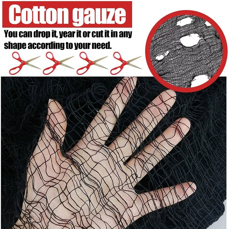 400cm Halloween Black Gauze Horror Haunted Houses Decor Black Creepy Cloth Party Home Doorway Wall Gauze Terror Scene Props