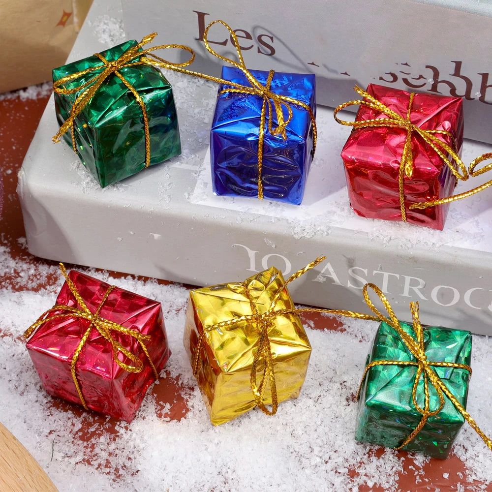 48/12/6Pcs Christmas Foam Gifts Boxes Xmas Tree Square Foam Candy Gifts Boxes Hanging Home Party Decor Supplies Ornament Pendant