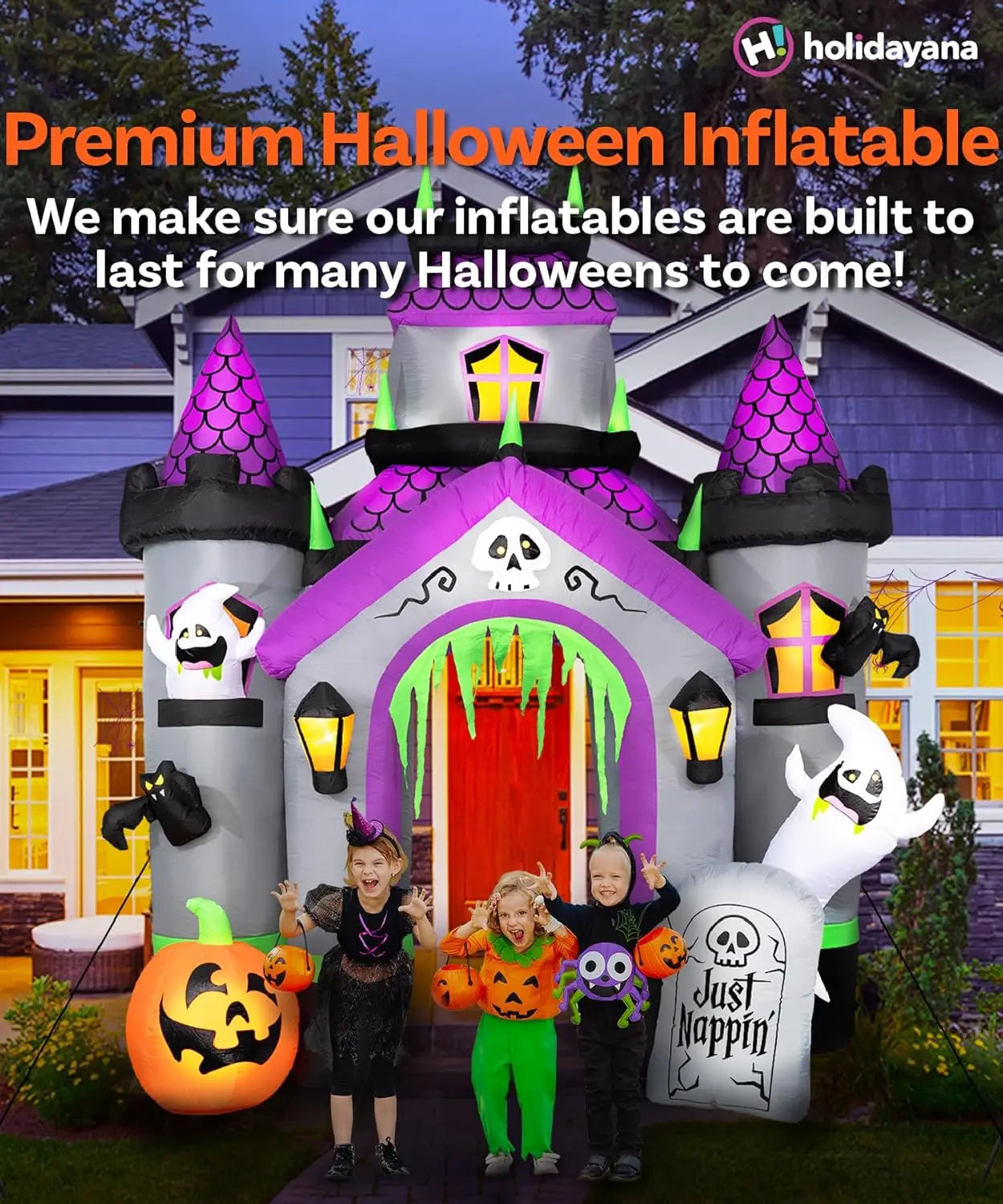 Halloween Inflatables 12ft Haunted House Archway. Large Inflatable Outdoor Halloween Decorations. Inflatable
