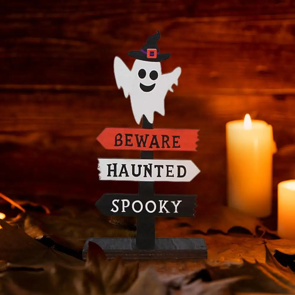 Halloween Table Sign Scary Funny Retro Home Decoration Tabletop Ornament Wooden Sign Halloween Accessories For Homes Dining Room