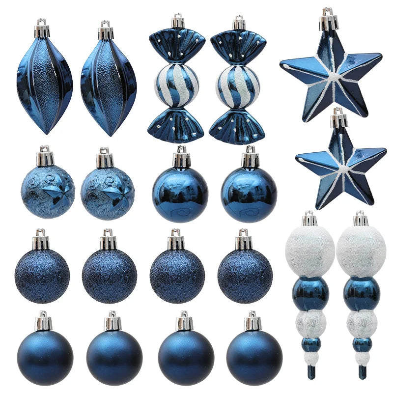 20/29/40pcs Christmas Ball Blue Red Christmas Tree Hanging Pendants Home Gifts New Year Special-shaped Christmas Spheres 2023