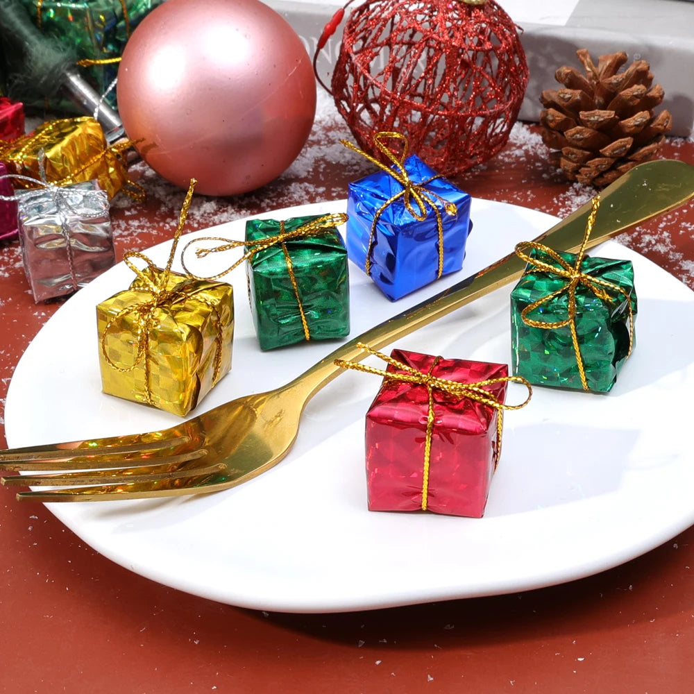 48/12/6Pcs Christmas Foam Gifts Boxes Xmas Tree Square Foam Candy Gifts Boxes Hanging Home Party Decor Supplies Ornament Pendant