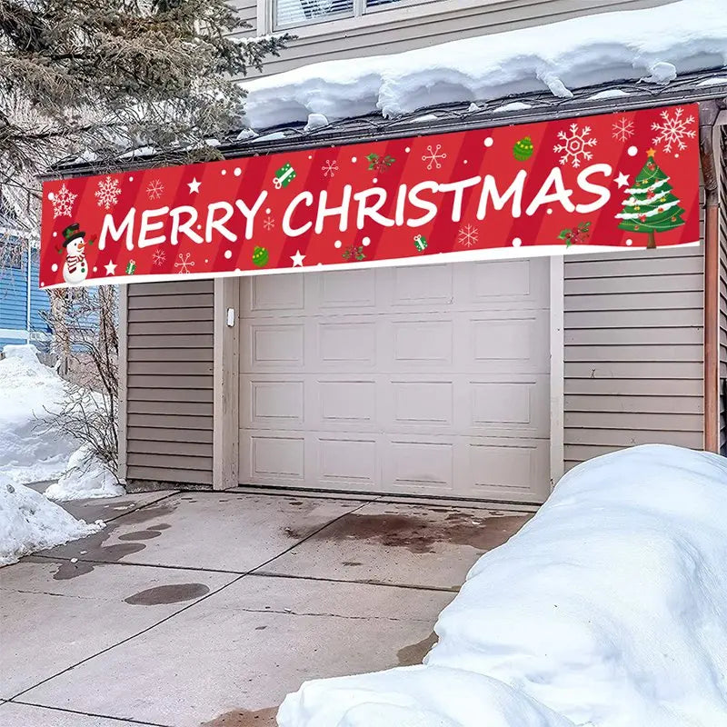 Christmas Outdoor Banner Flag Merry Christmas Decoration for Home 2024 Xmas Ornament Navidad Natal Noel Gift Happy New Year 2025