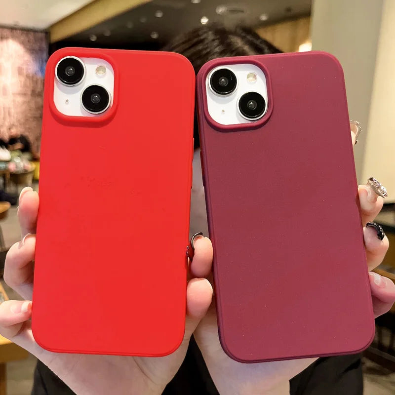 Fashion Candy Colors Soft Phone Case for IPhone 11 12 14 13 15 Pro Max 14Plus Camera Bumper Shock Protection Matte Cover Coque