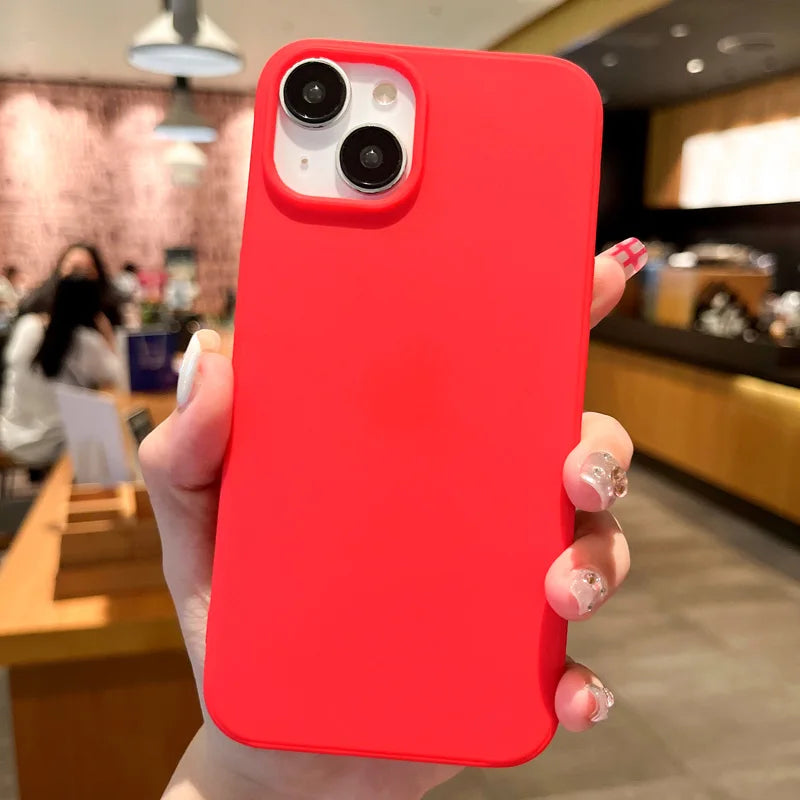 Fashion Candy Colors Soft Phone Case for IPhone 11 12 14 13 15 Pro Max 14Plus Camera Bumper Shock Protection Matte Cover Coque