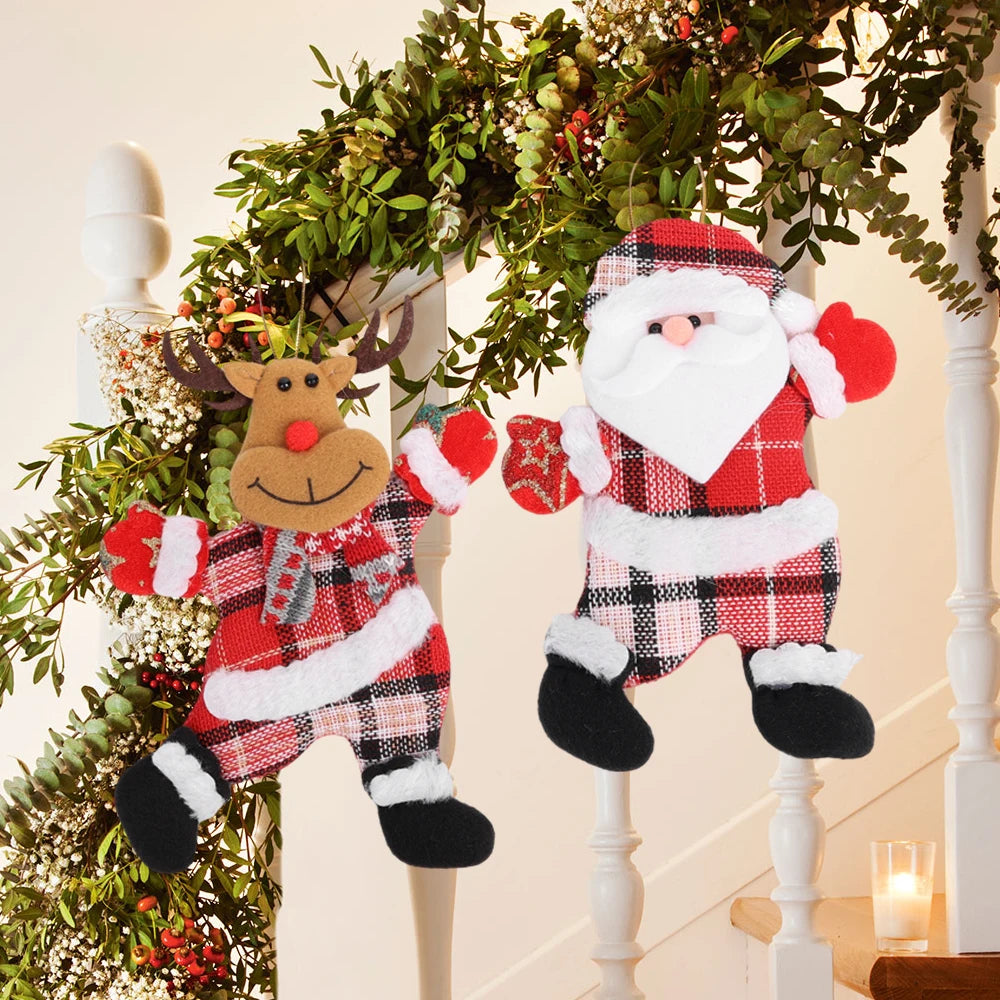 12/1Pcs Christmas Plush Doll Ornaments Santa Claus Snowman Xmas Tree Hanging Pendants Home Xmas New Year Party Decorations Gifts