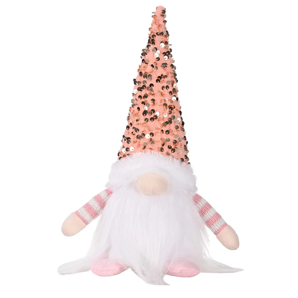 2024 Christmas Doll Sled Elf Ski Gnome with Led Light Christmas Decorations for Home Xmas New Year Children's Gifts 28cm