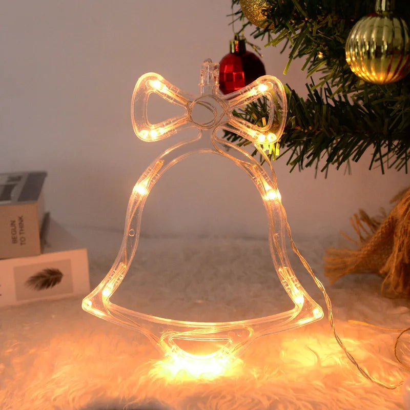 Christmas LED Light Snowflake Santa Deer Hanging Sucker Lamp Window Ornaments Decoration for Home Navidad 2023 New Year Decor