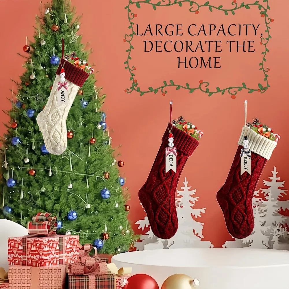 Christmas Socks 18 inch Large Knitted, Decorate Holiday Christmas Party Decoration (9 pieces)