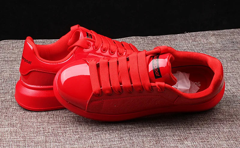 Sneaker Casual Men Women Designer Board Shoes Fashion Patent Leather Breathable Increased Internal Flat Platform White Shoes