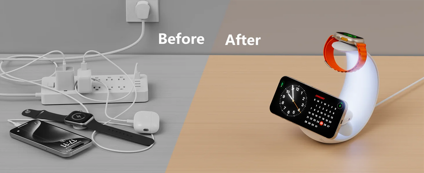 MagSafe Wireless Charger Air Pods Apple Watch Moon Phone Holder Night Light RGB Bedroom Office Home For iPhone Samsung iWatch