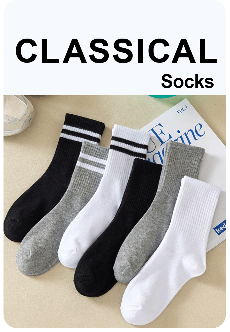 6 Pairs Women's Mid-Tube Socks Solid Colour Autumn Winter Breathable Comfortable Sport Sweat Absorbent Man And Women's Socks