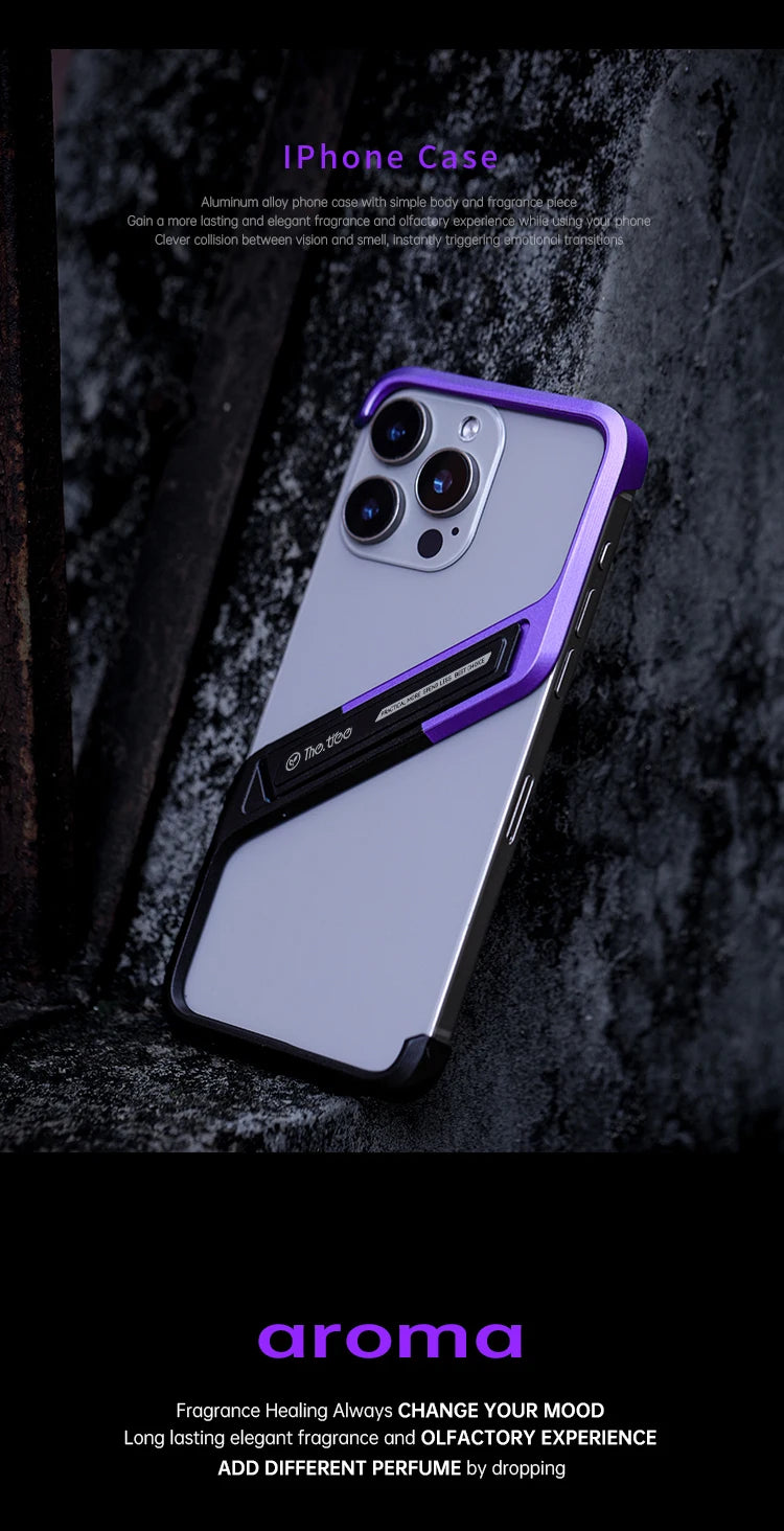 Metal Invisible Holder Phone Case For Iphone 14 15 16 Pro Max S Type Aluminum Rimless Phone Cover Heat Dissipation Stand Shell