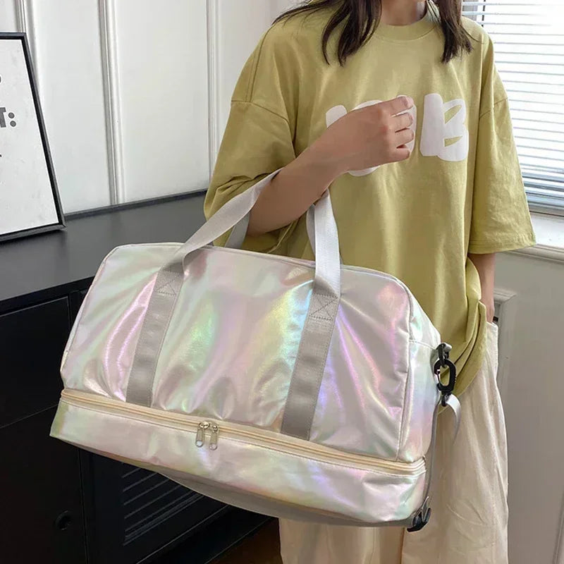 Women's Gym Travel Bag Large Capacity Handbag Shoulder Bag Casual Crossbody Luggage Bag Dry Wet Separation Sports Fitness Bag