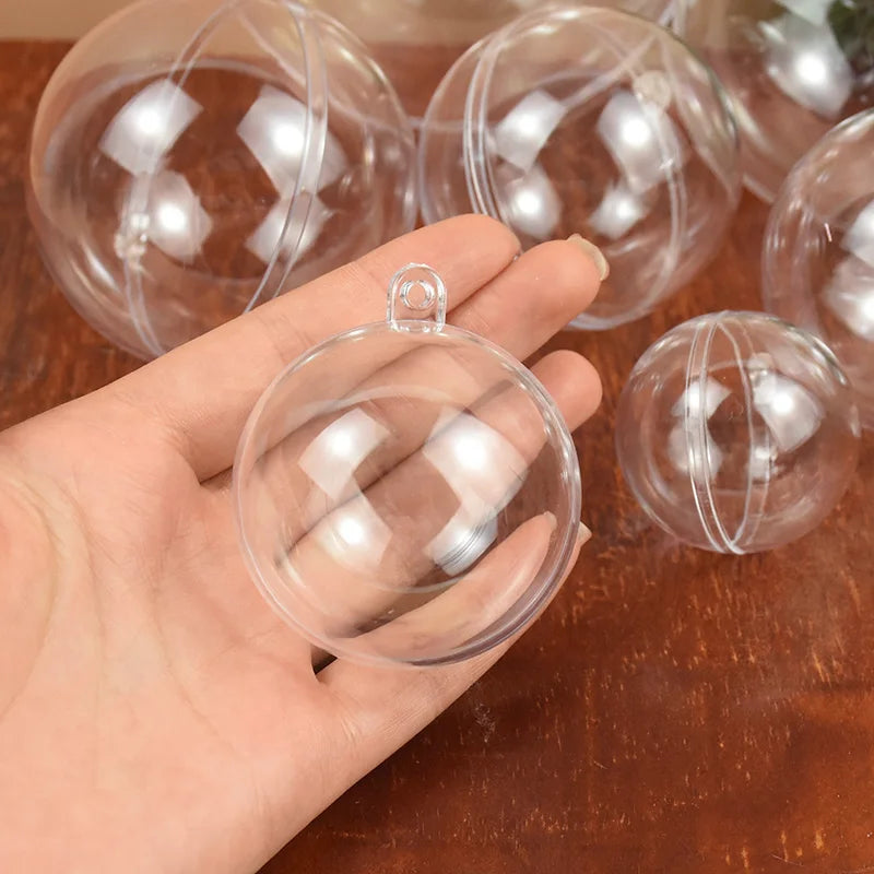 4-10CM Christmas Transparent Ball Plastic Fillable Bauble Xmas Tree Hanging Ornaments Decoration for Home Wedding Party Gift Box