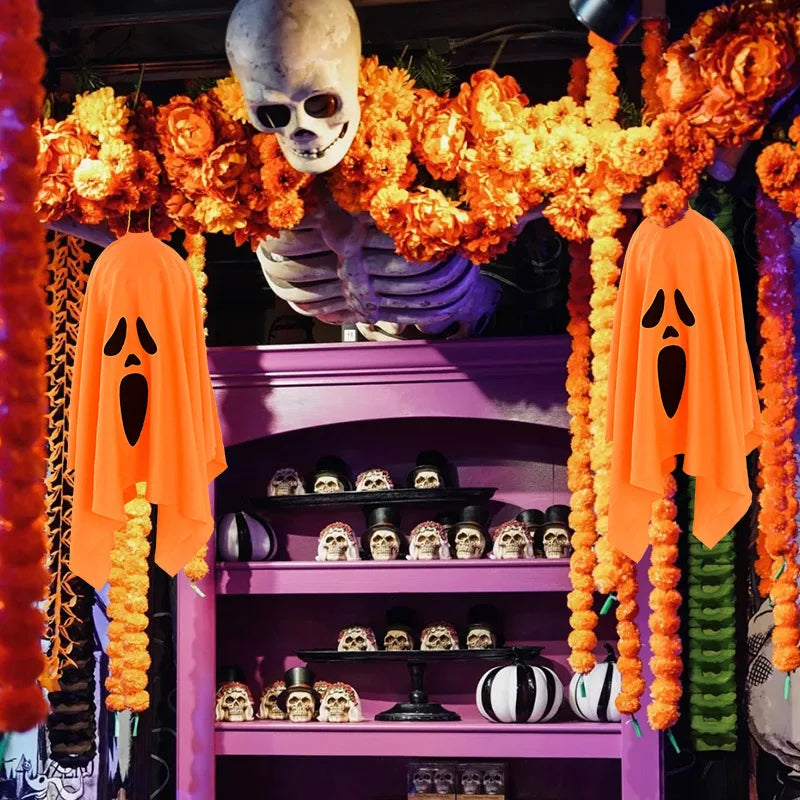 Halloween LED Glow Ghost Lights for Home Indoor Outdoor Hanging Decoration Haunted House Horror Props Bar Supplies 2024 New