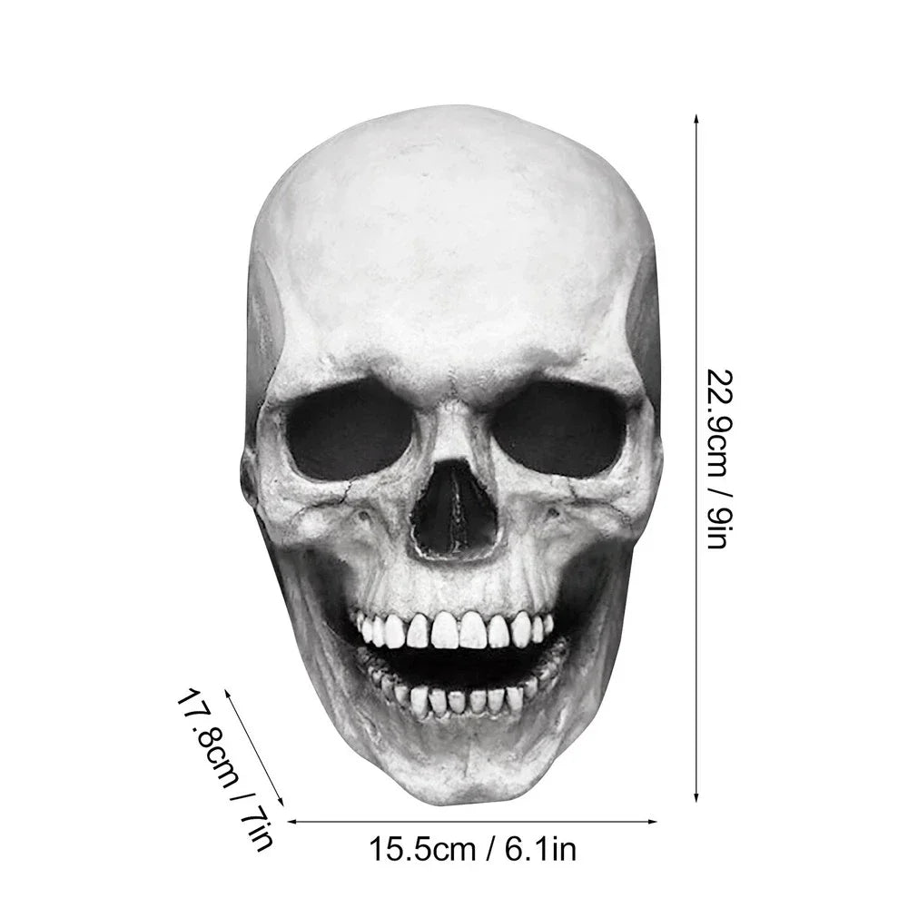 Creepy Halloween Full Head Skull Mask with Movable Jaw Adult Entire Head Realistic Latex Helmet Scary Skeleton