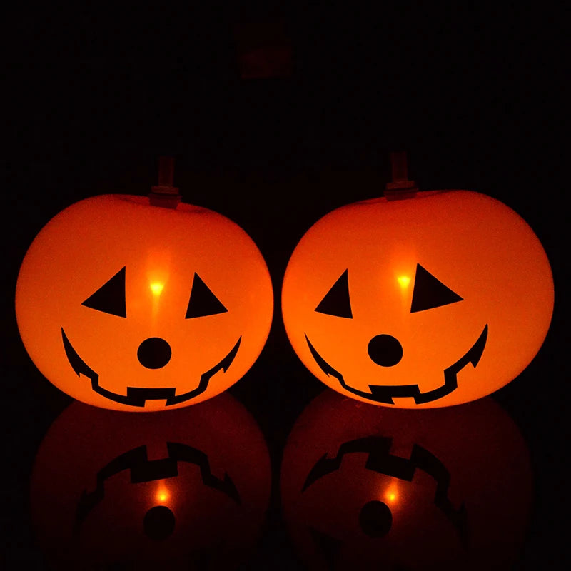 5Pcs Halloween LED Glowing Balloons Horror Ghost Pumpkin Latex Ballon Halloween Party Decorations for Home Indoor Outdoor Kids