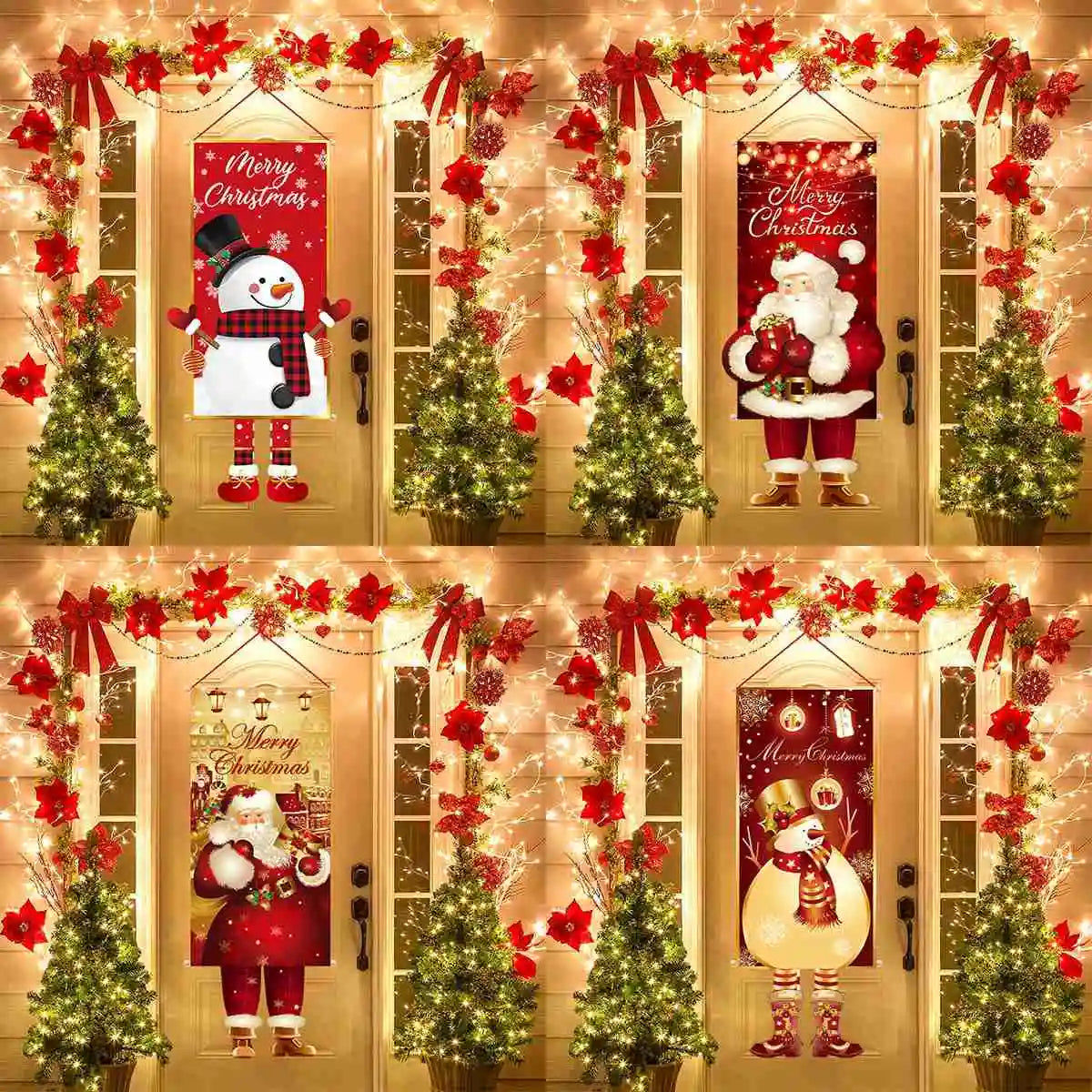 Christmas Hanging Flag Porch Door Banner Christmas Decorations For Home 2024 Ornaments Xmas Gifts Navidad  New Year Decor 2025