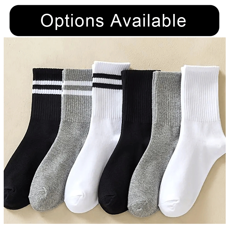 6 Pairs Women's Mid-Tube Socks Solid Colour Autumn Winter Breathable Comfortable Sport Sweat Absorbent Man And Women's Socks
