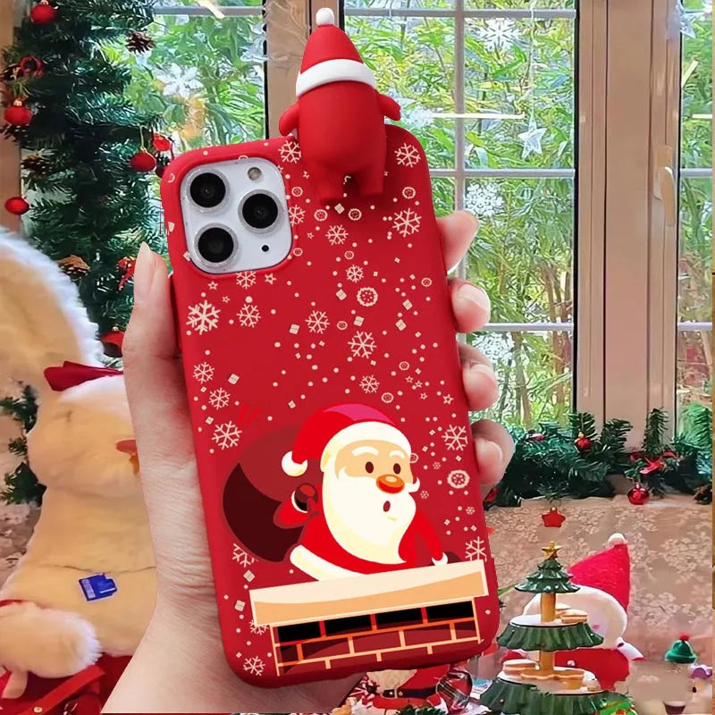 Christmas 3D Santa Claus Bear Reindeer Case For iPhone 12 13 11 14 15 Pro Max 12 13 Mini 7 8 Plus XS Max X XR SE Tpu Case Cover