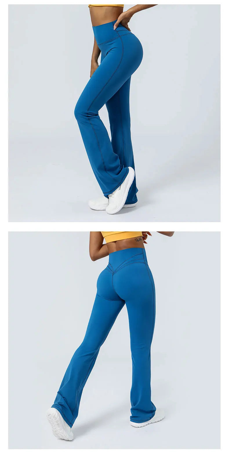 Women Yoga Flare Leggings High Waist Dance Pilates Fitness Gym Buttock Lifting Workout Wide-Leg Pants Outdoor Train Sport Tights