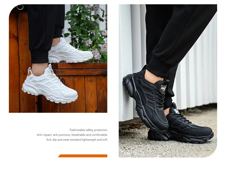 White Safety Shoes Men Steel Toe Boots Work Sneakers Anti-smash Anti-puncture Indestructible Shoes Sport Men Protective Shoes