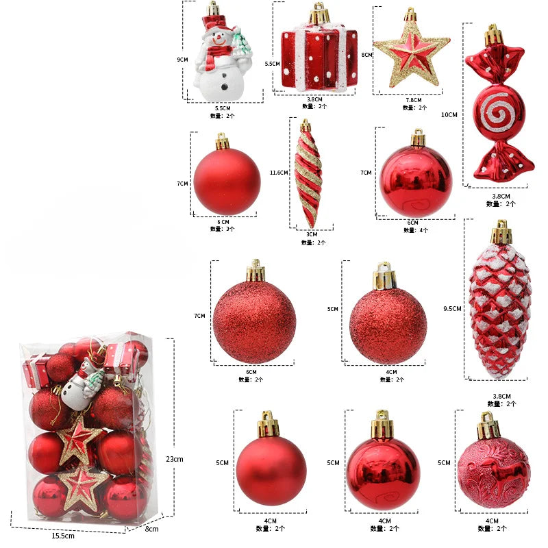 20/29/40pcs Christmas Ball Blue Red Christmas Tree Hanging Pendants Home Gifts New Year Special-shaped Christmas Spheres 2023