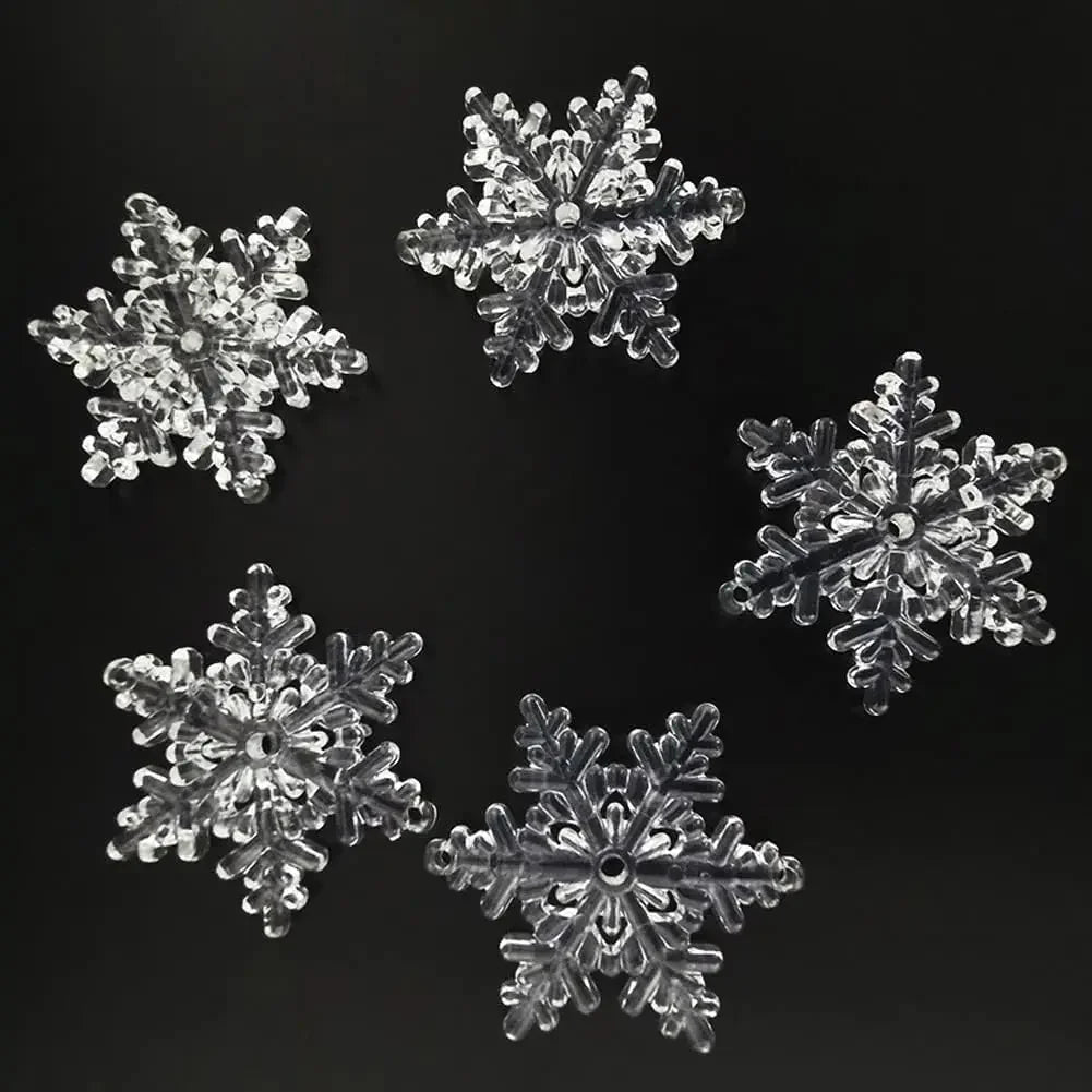Acrylic Snowflake Drop Icicle Pendants Christmas Clear Crystal Ornaments Xmas Tree Hanging Pendants Home Party Decor New Year