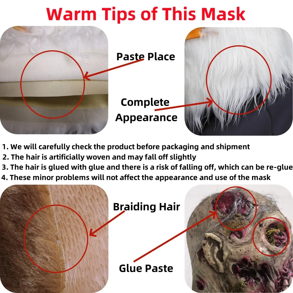 Halloween Bloody Zombie Horror Mask Prank Devil Monster Latex Masks Christmas Party Dress up Helmet Decor Gothic Cosplay Props