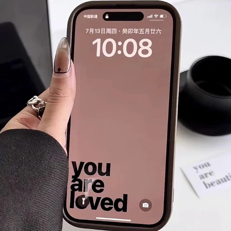 Cute INS Phone Case For iPhone 15 11 12 13 14 Pro Max XS XR 3D Love Heart Silicone Shockproof Candy Cover Brown Soft TPU Cases