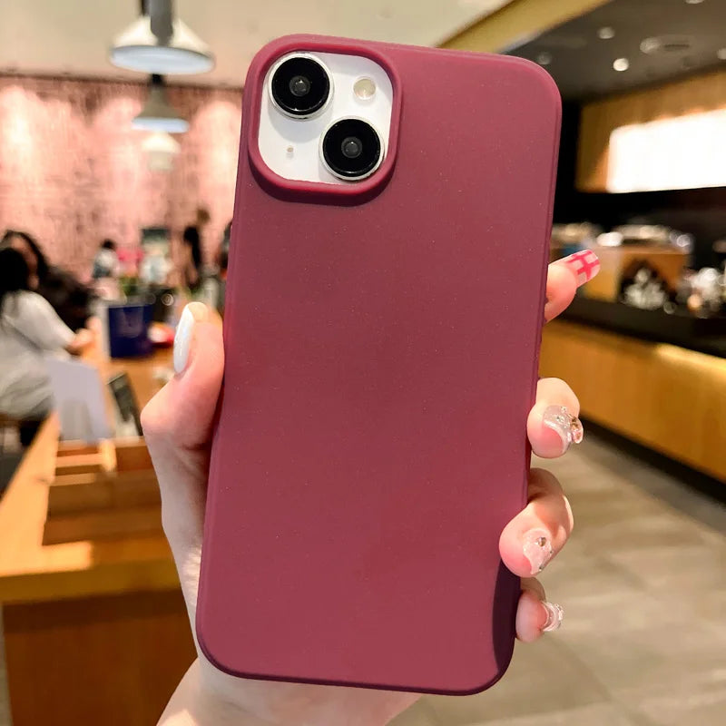 Fashion Candy Colors Soft Phone Case for IPhone 11 12 14 13 15 Pro Max 14Plus Camera Bumper Shock Protection Matte Cover Coque