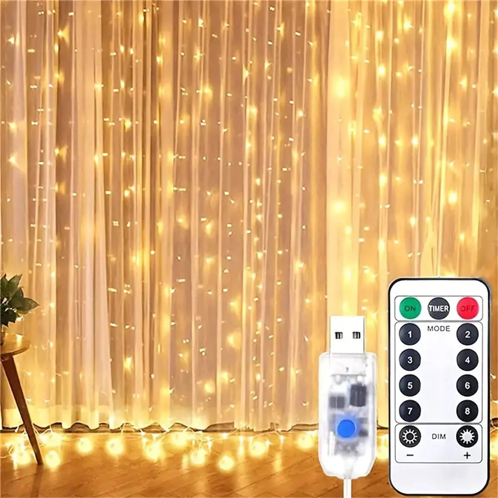 USB RGB Garland Curtain Festoon LED Lights Fairy Light Ramadan Christmas Tree Decoration 2024 Bedroom Room Decor Aesthetic
