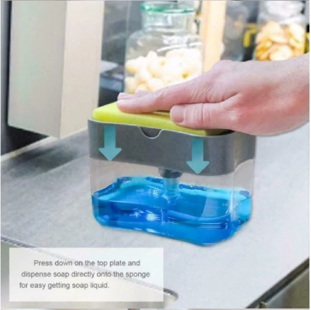 Dish Soap Dispenser for Kitchen,Liquid Soap Dispenser Kitchen Soap Dispenser with Sponge Holder,Sponge Caddy Soap Pump Dispenser