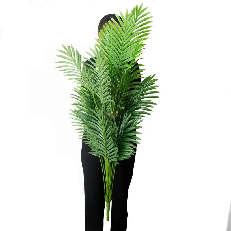 90-120cm Large Artificial Palm Tree Tropical Fake Plants Green Plastic Palm Leafs Big Monstera Tree Branch For Home Garden Decor