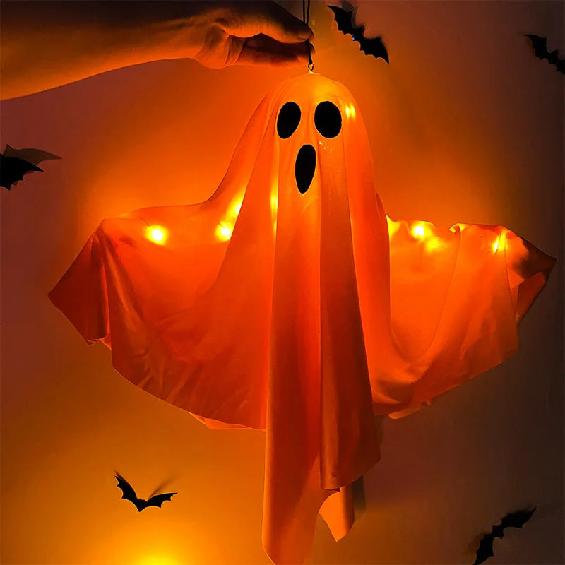Halloween LED Glow Ghost Lights for Home Indoor Outdoor Hanging Decoration Haunted House Horror Props Bar Supplies 2024 New