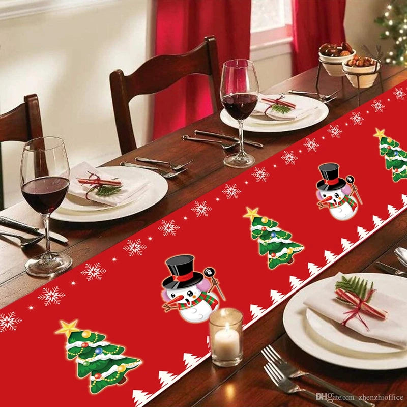 Christmas Table Runner Merry Christmas Decoration for Home Xmas Party Decor 2024 Navidad Notal Noel Ornament Happy New Year 2025