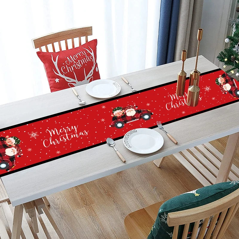 Christmas Table Runner Merry Christmas Decoration for Home Xmas Party Decor 2024 Navidad Notal Noel Ornament Happy New Year 2025
