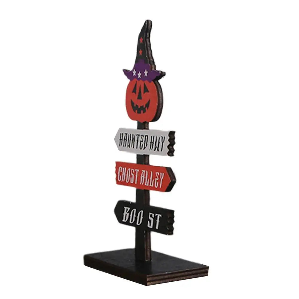 Halloween Table Sign Scary Funny Retro Home Decoration Tabletop Ornament Wooden Sign Halloween Accessories For Homes Dining Room
