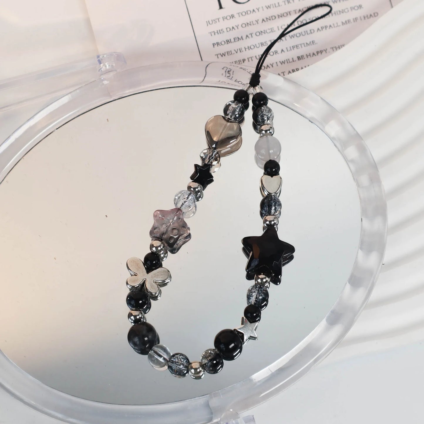 Dark Gothic Style Y2K Star Heart Butterfly Pendant Phone Strap Charm Lanyard Anti Loss Keychain for Airpods Coase Keycord