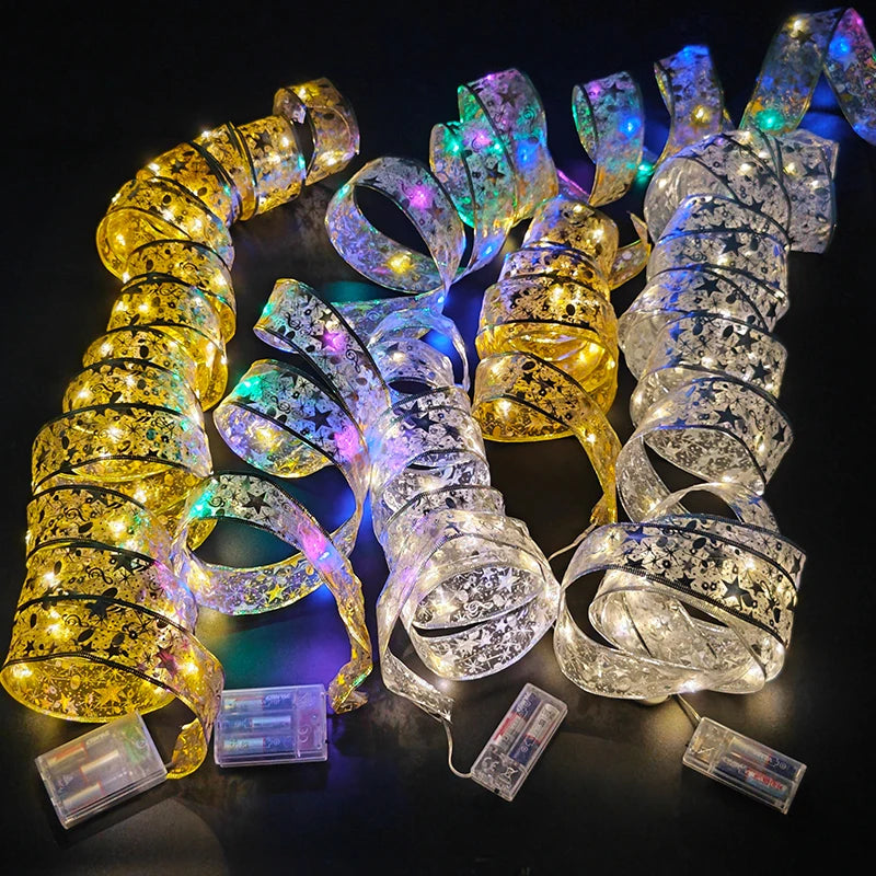 1/2/3/5/10m New Year Christmas LED String Light Christmas Tree Decor Fairy Ribbon Light Strings Xmas Home Ornament Garland Light