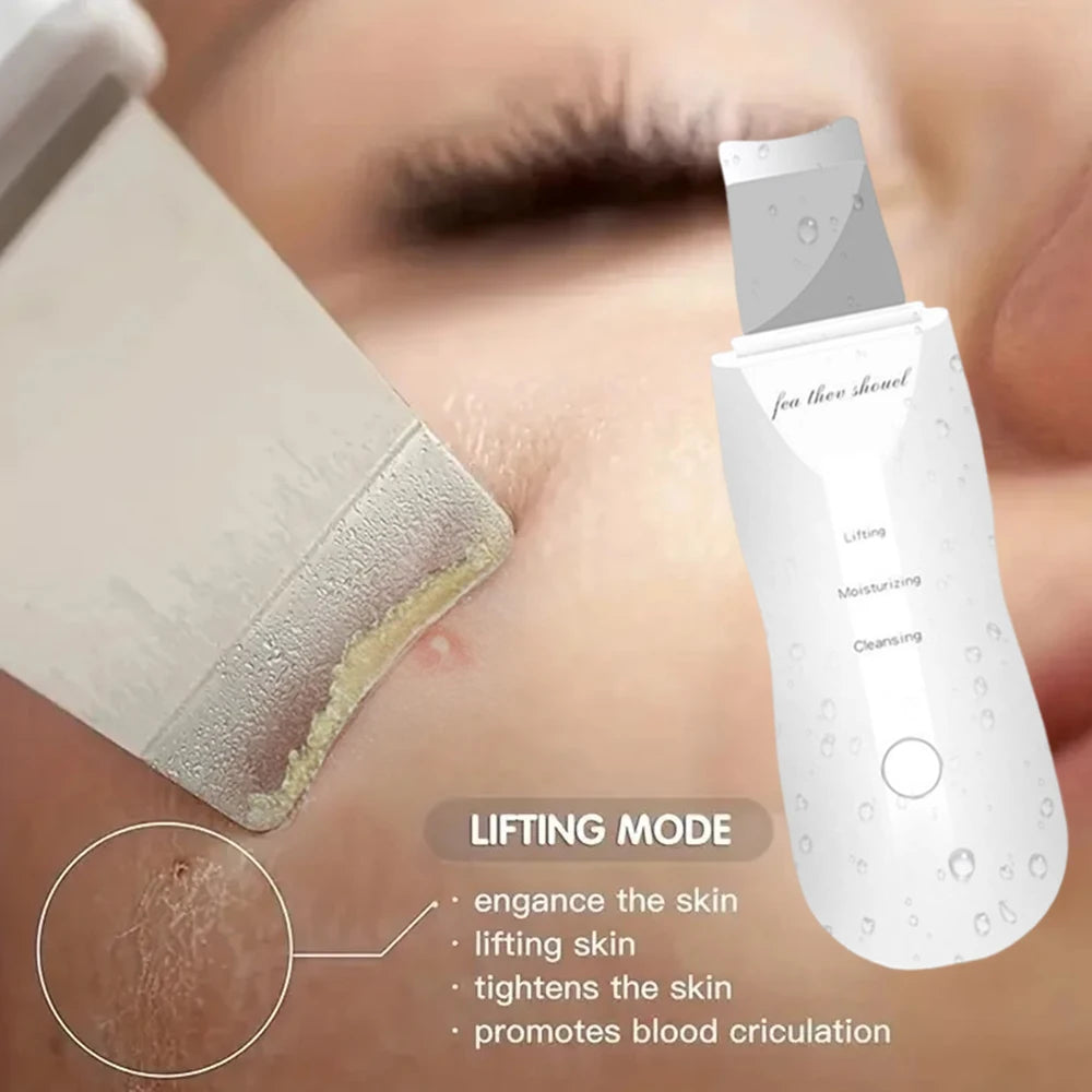 Ultrasonic Skin Scrubber Peeling Blackhead Remover Deep Face Cleaning Skin Scrubber Acne Pore Cleaner Facial Shovel Cleanser