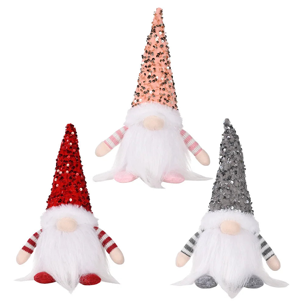 2024 Christmas Doll Sled Elf Ski Gnome with Led Light Christmas Decorations for Home Xmas New Year Children's Gifts 28cm
